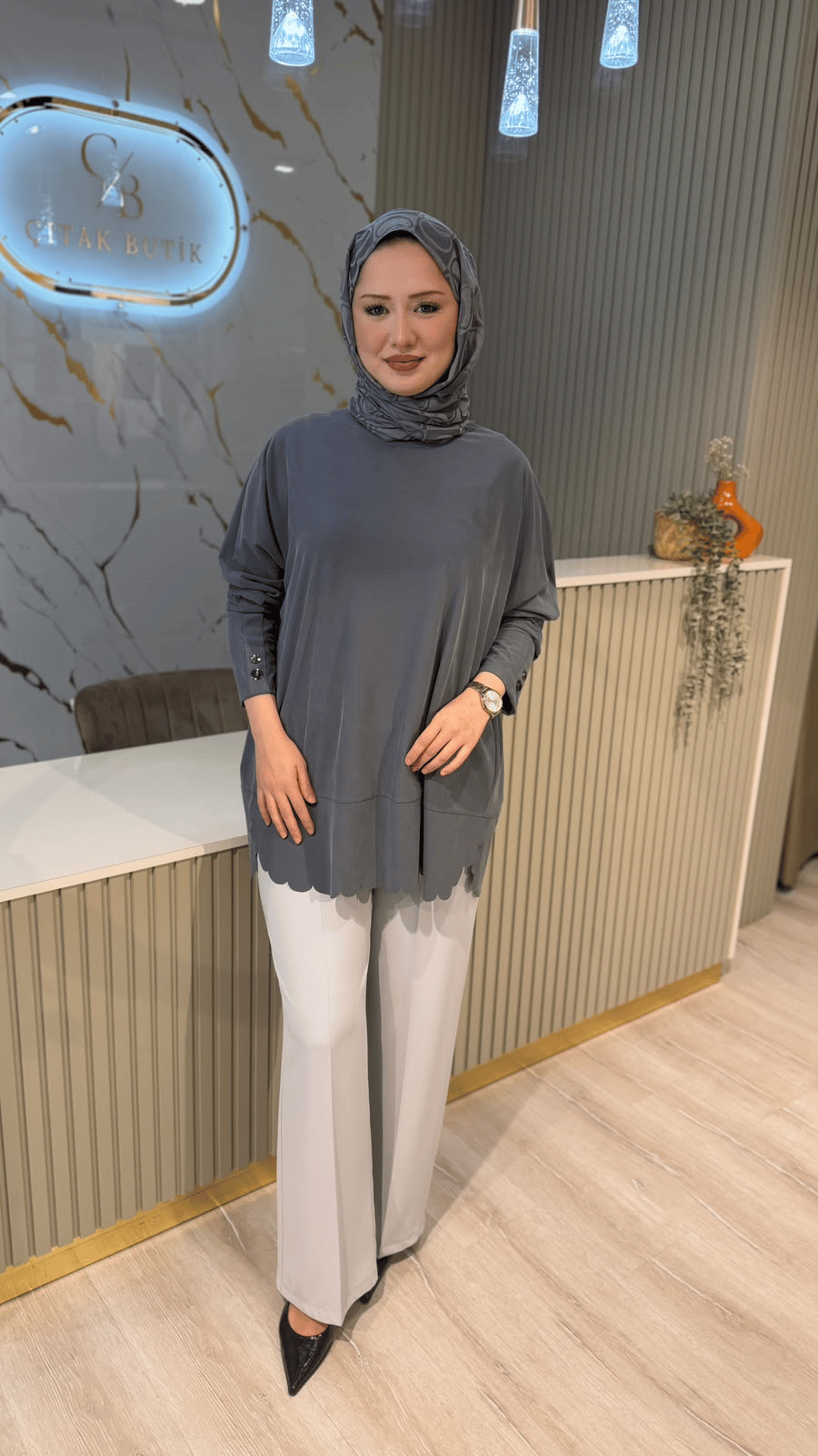 TIĞ TRİKO 4103 OVERSİZE TUNİK - ANTRASİT
