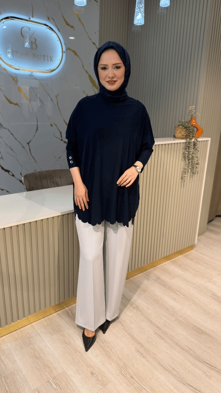 TIĞ TRİKO 4103 OVERSİZE TUNİK - LACİVERT