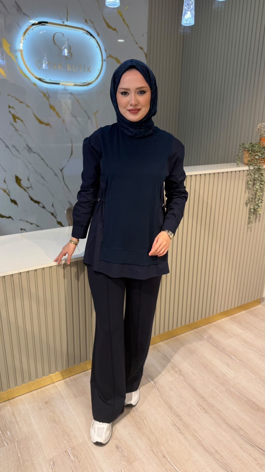TIĞ TRİKO 4128 MİX BÜZGÜLÜ TUNİK- LACİVERT