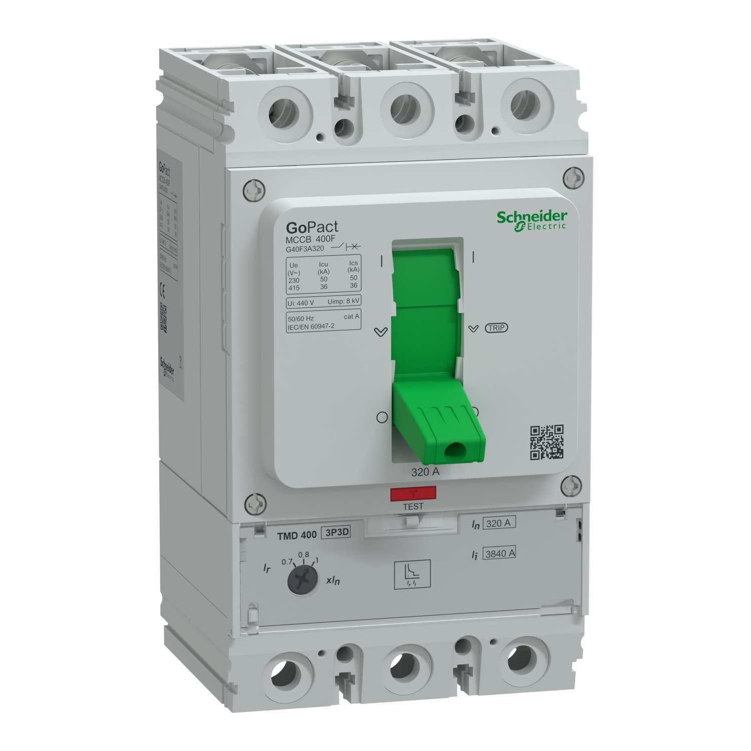 g40f3a320SchneiderGoPact Şalter 400, 3P3D 36kA AC 320A TMD Ayar Sahalı g40f3a320