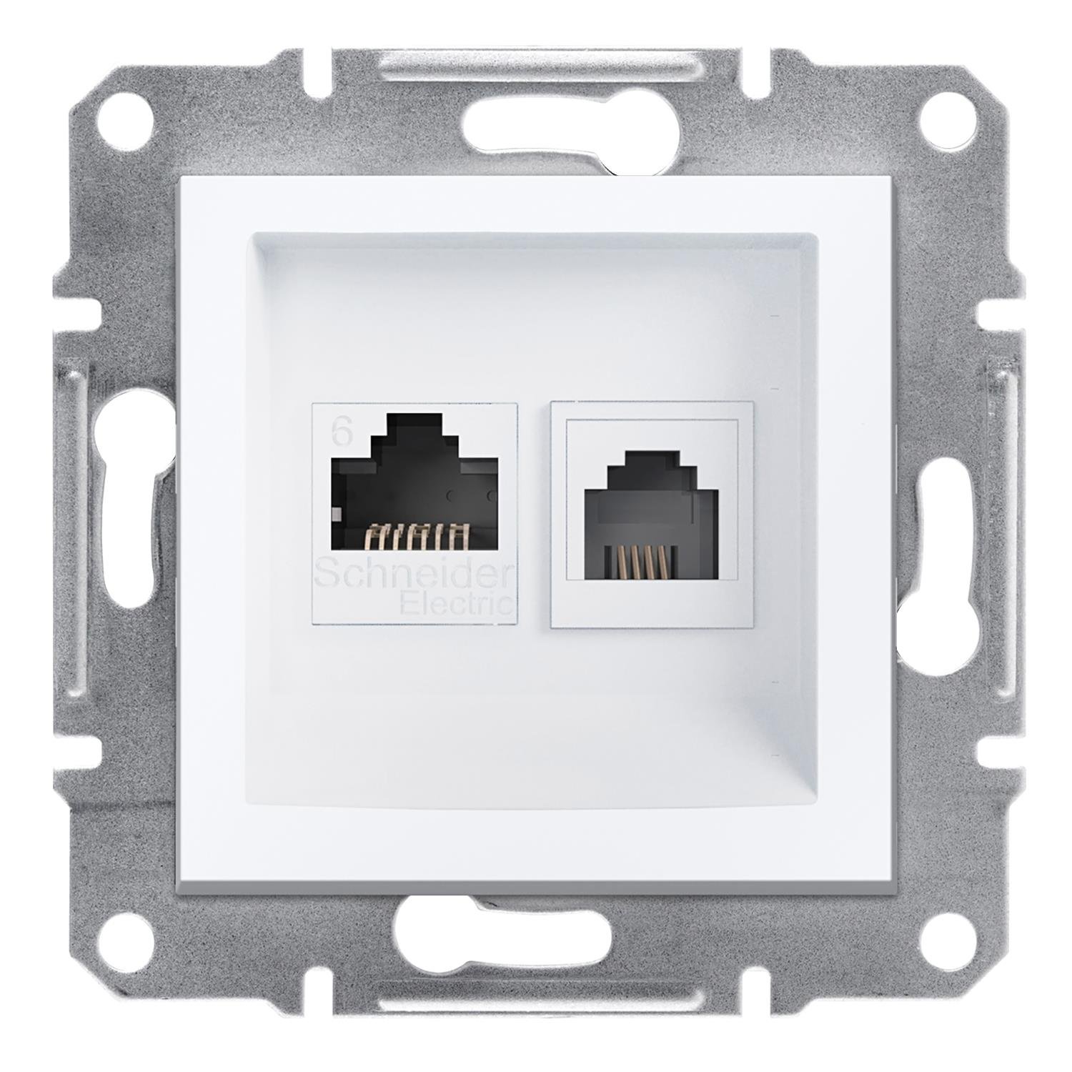 EPH5270121SchneiderSchneıder - Asfora Beyaz RJ11 + RJ45 Cat6 Utp Çerçevesiz EPH5270121