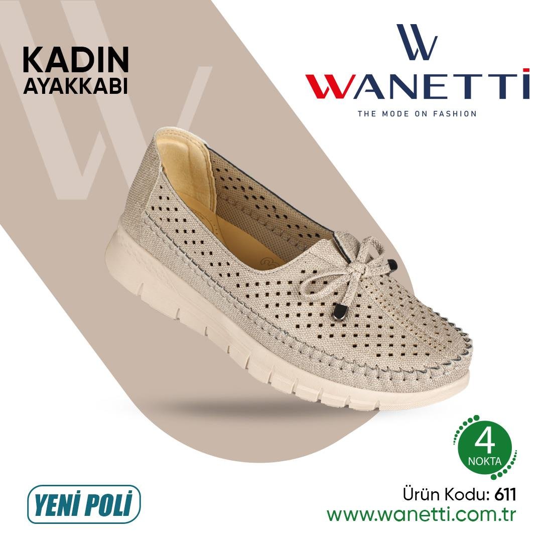 611 Rok Poli Taban Lazerli Fiyonklu Bayan Ayakkabı