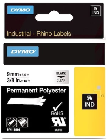 DYMO-Dymo Şerit Rhinopro 9mm X 5.5mt Şeffaf/Siyah 18508dmo