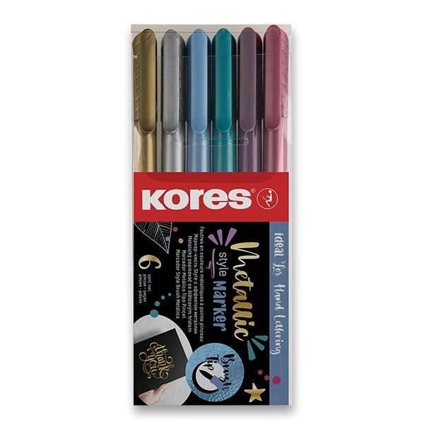 kores-Kores Fırçla Uçlu Kalem Metalik 6'lı