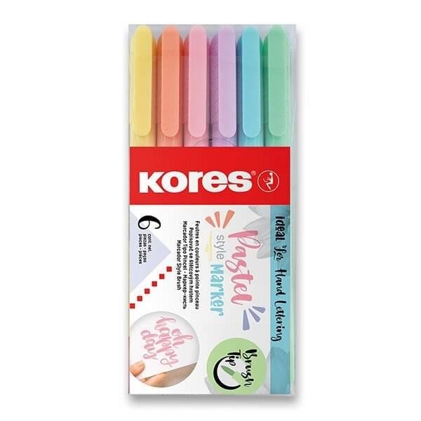 kores-Kores Fırçla Uçlu Kalem Pastel 6'lı
