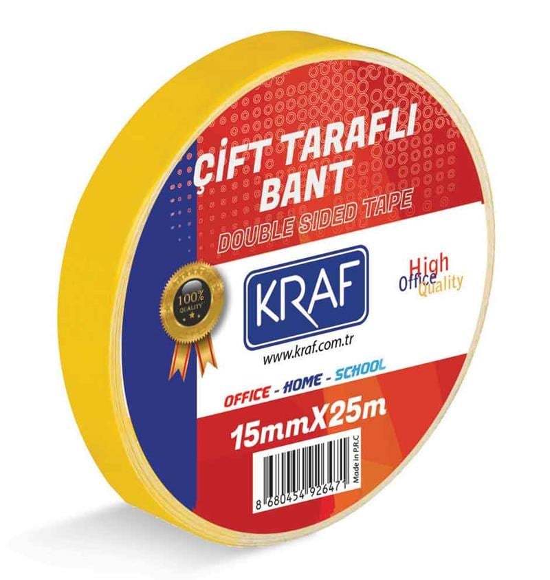 Kraf-Kraf Çift Taraflı Bant 15mm X 25m 2515G