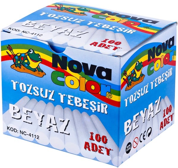 Nova Color-Nova Color Tebeşir 100 Lü Beyaz Tozsuz Nc-4112