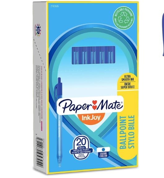 Paper-Paper İnkjoy Basmalı Tükenmez Kalem Mavi - Kutu - 20 Adet