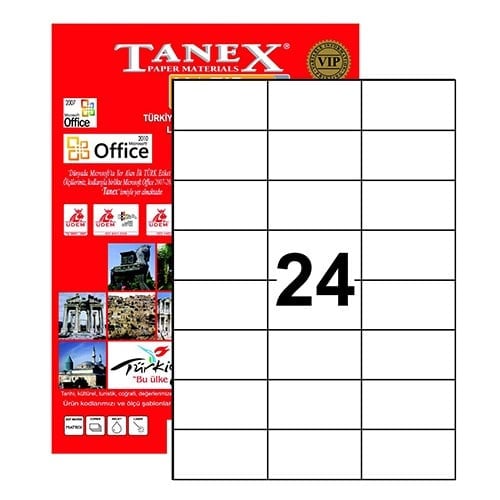 Tanex-Tanex Tw-2037 Yazıcı Etiketi 70 X 37 Mm 2.400 Adet - Beyaz