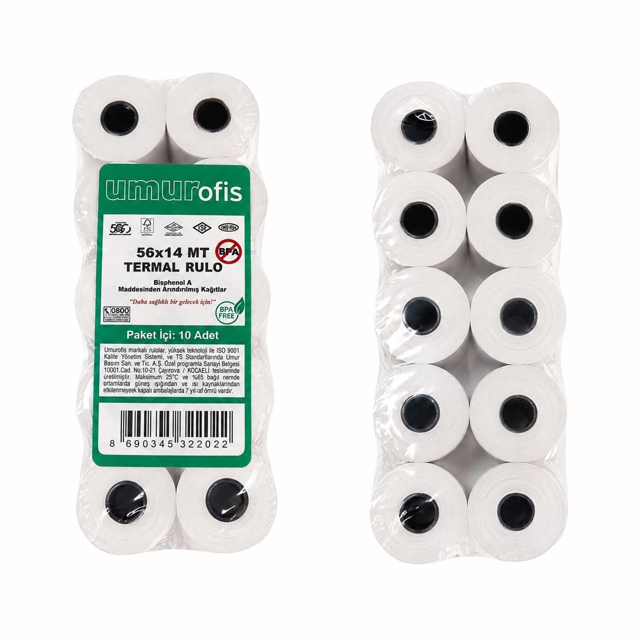 Umur-Umur Pos Rulosu Termal 56mm X 14m / 10 Adet