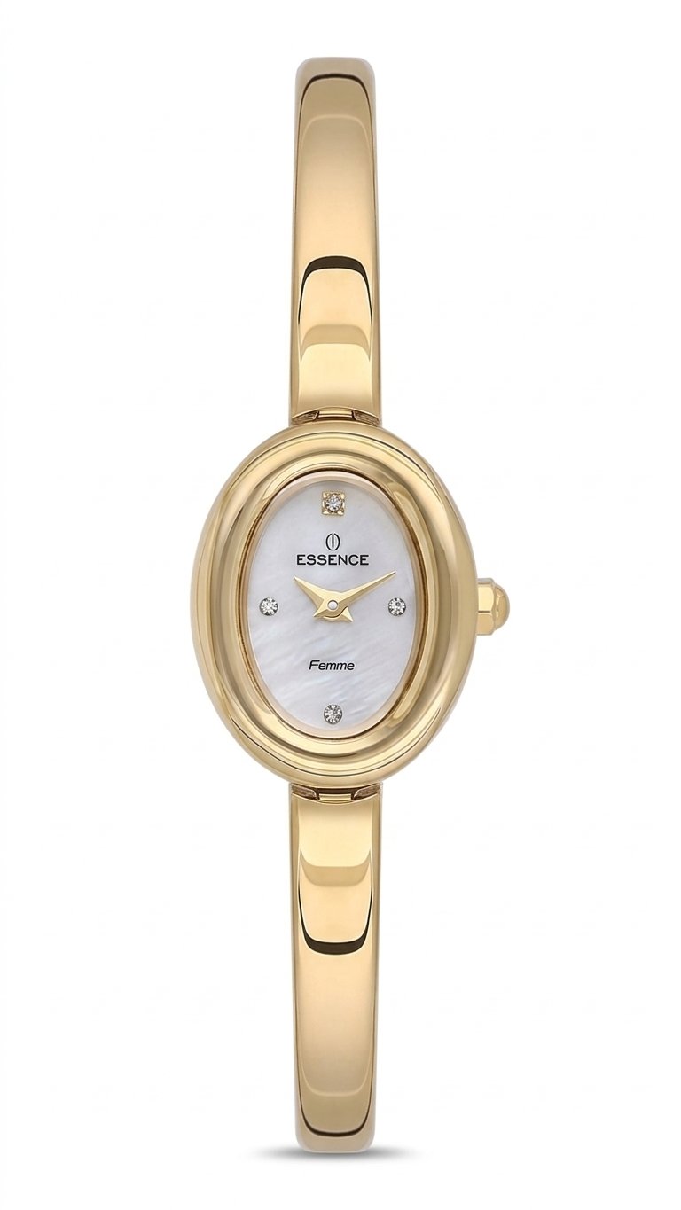 Essence D1227.120 Oval Kasalı Kadın Kol Saati – Altın Rengi