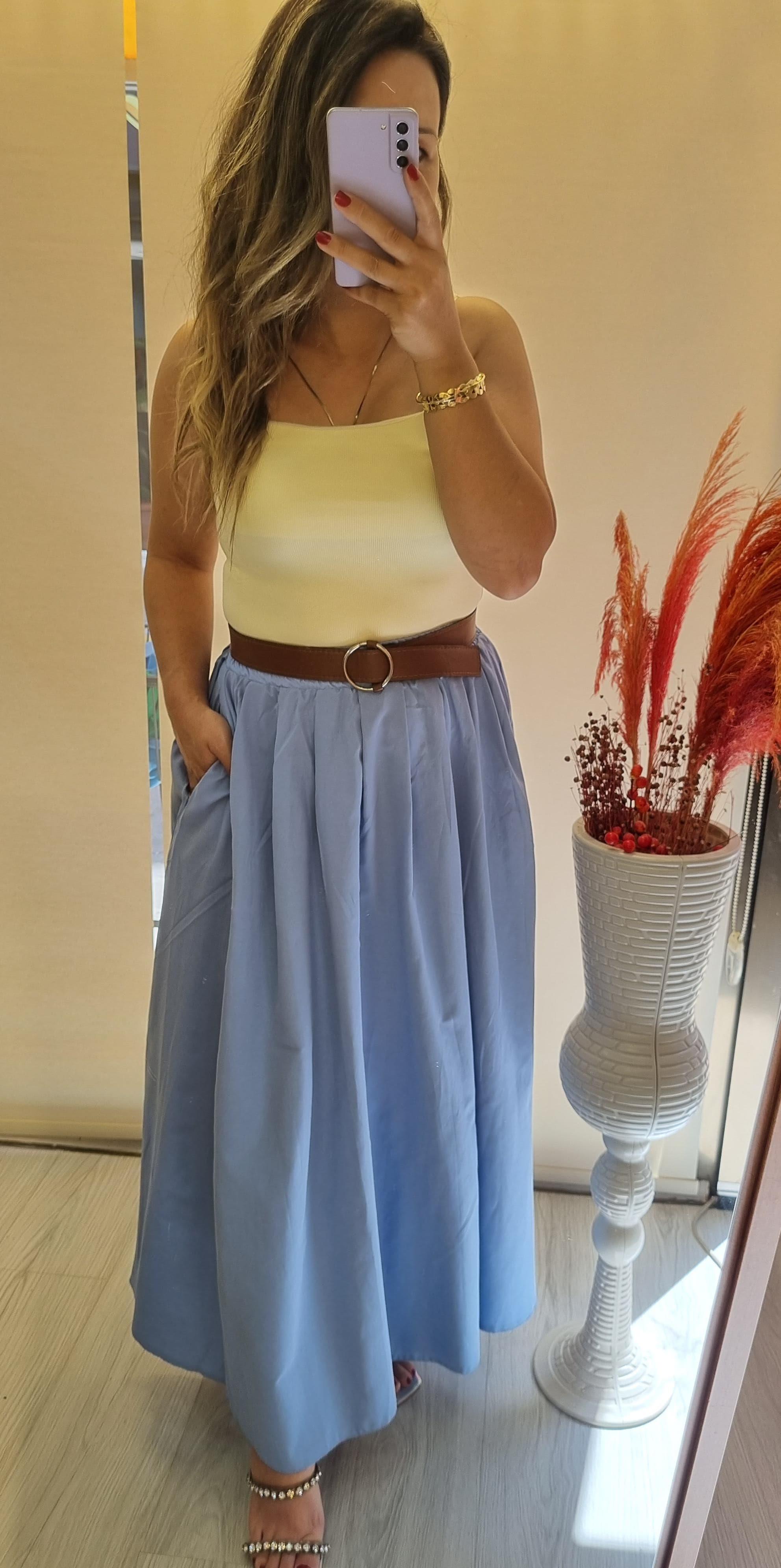 Bebe Mavisi Poplin Etek