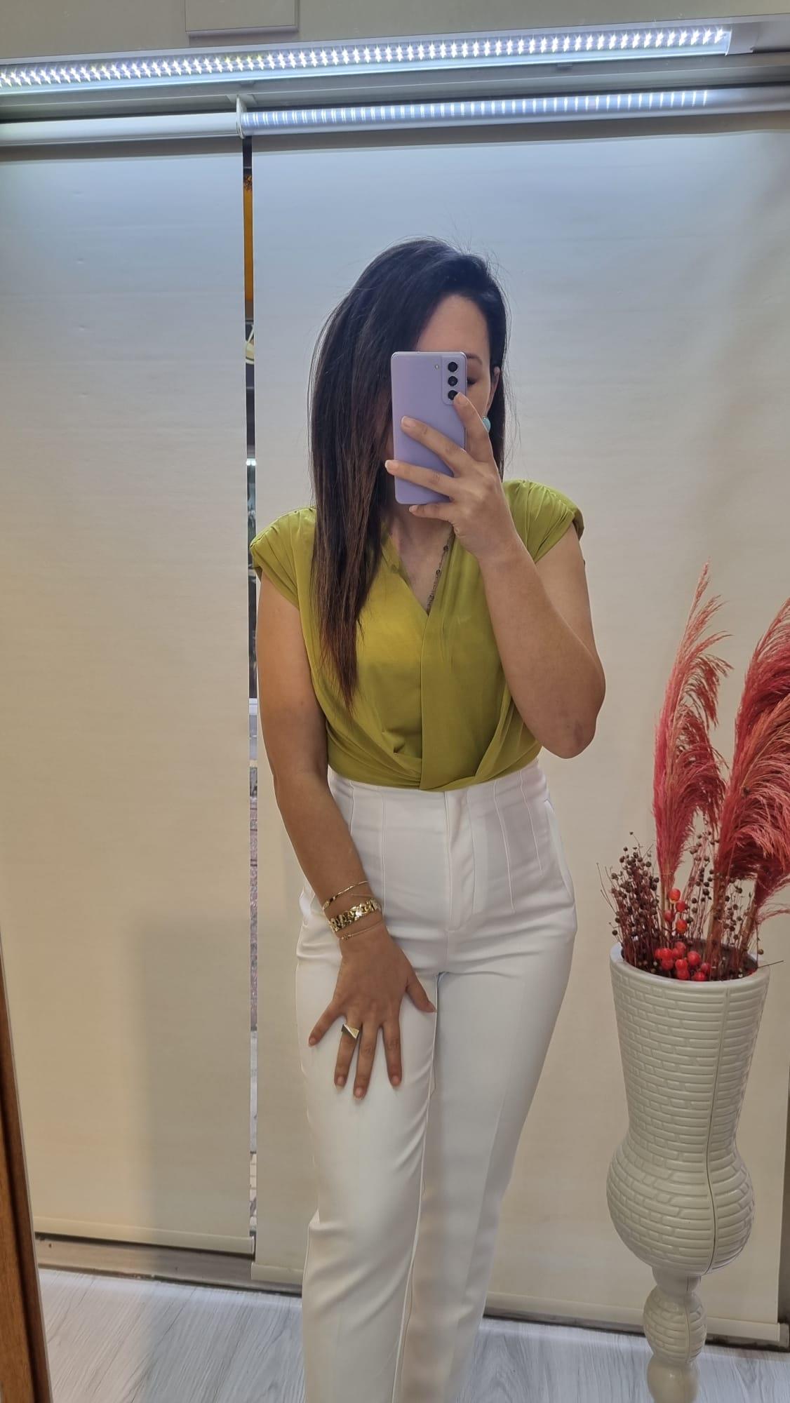 Kruvaze Yaka Yağ Yeşili Çıtçıtlı Body 