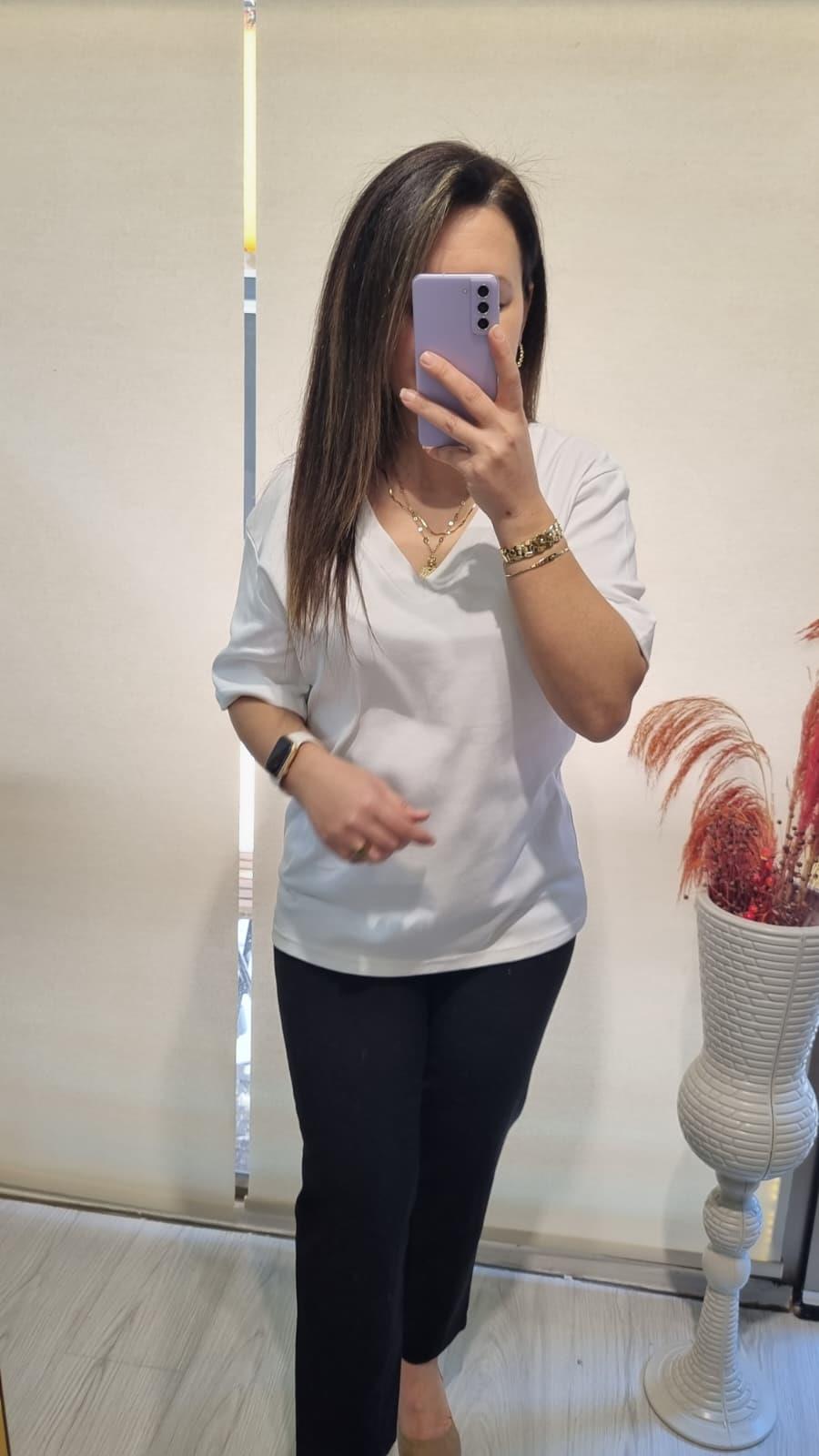 Massi Beyaz V Yaka Tshirt