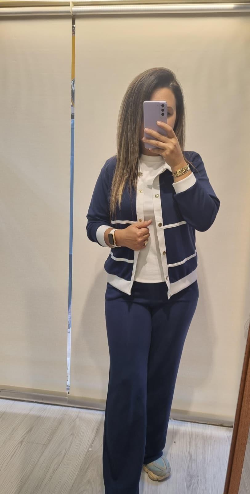 Modal Kumaş Ceketli Lacivert Takım