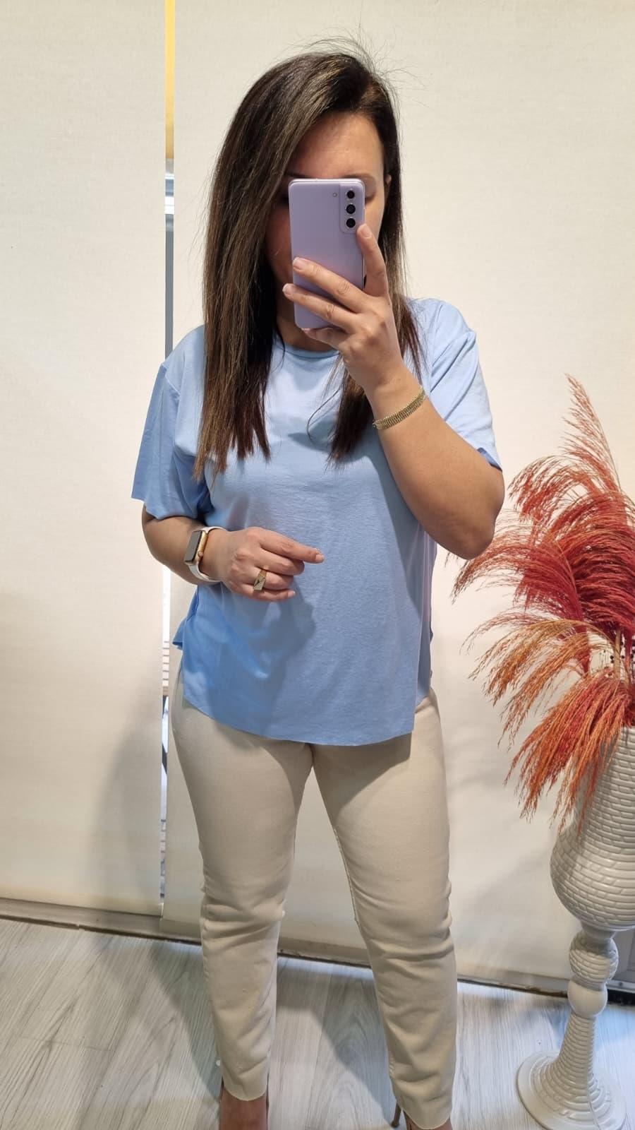 Orjinal Marka Buz Mavisi Modal Tshirt