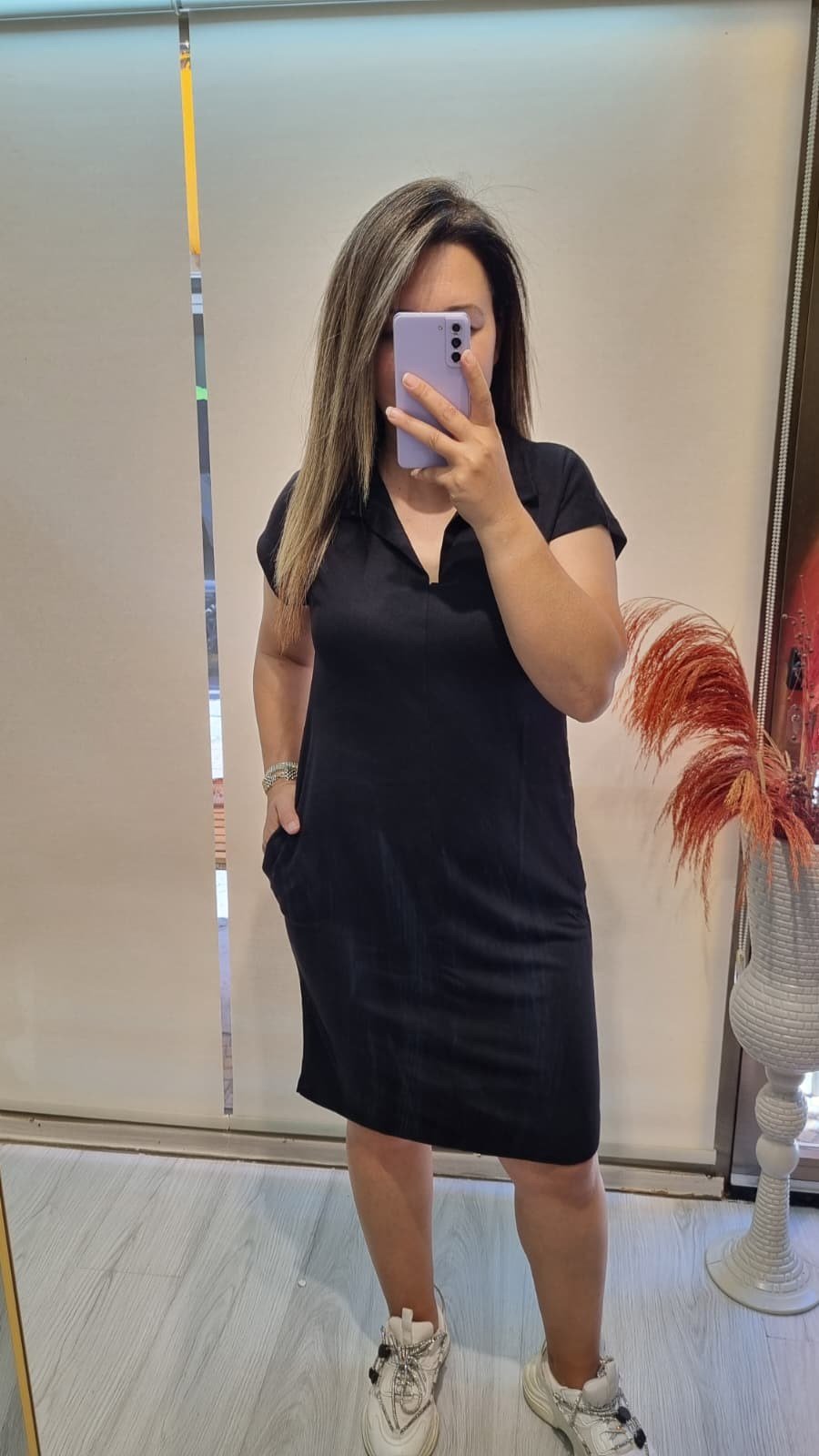 Siyah Modal Kumaş Basic Elbise