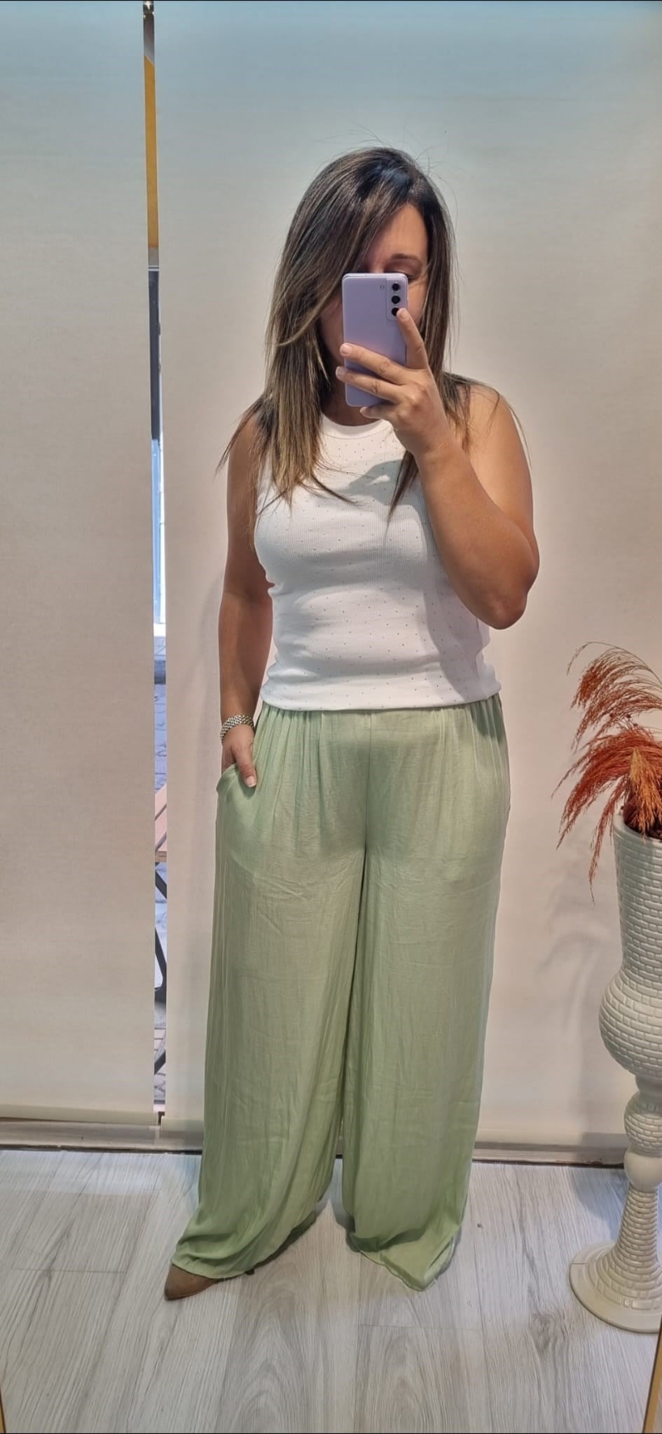 Tensel su yeşili pantolon