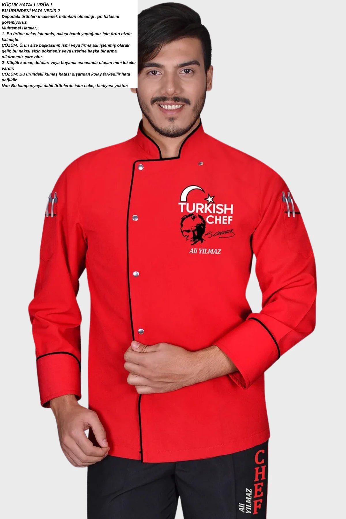 Küçük hatalı ürün I Aşçı Ceketi Şef Ceketi Aşçı Kıyafeti Aşçı Forması Aşçı Gömleği Aşçı Elbiseleri