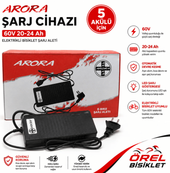 ARORA ŞARJ CİHAZI (60V-20AH)