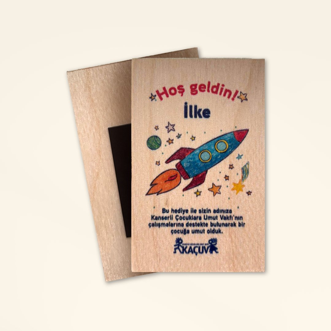 Hoş Geldin Bebek Ahşap Magneti -  Gezegenler Arası Keşif