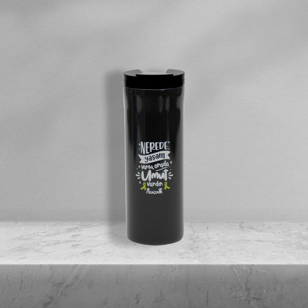 Siyah Paslanmaz Çelik Termos - 400ml