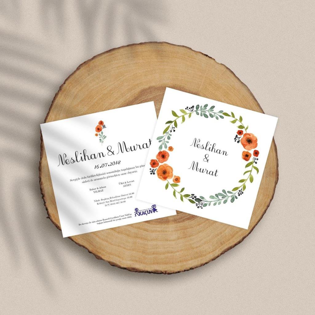 Davetiye - Gelincik   (Zarf Hediyeli)