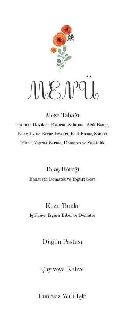 Menü Kartı - Gelincik