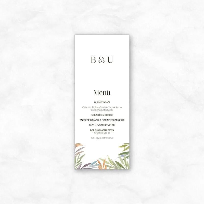 Menü Kartı - Renkli Dallar