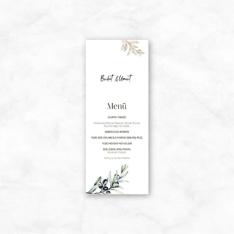 Menü Kartı - Zeytin Dalı