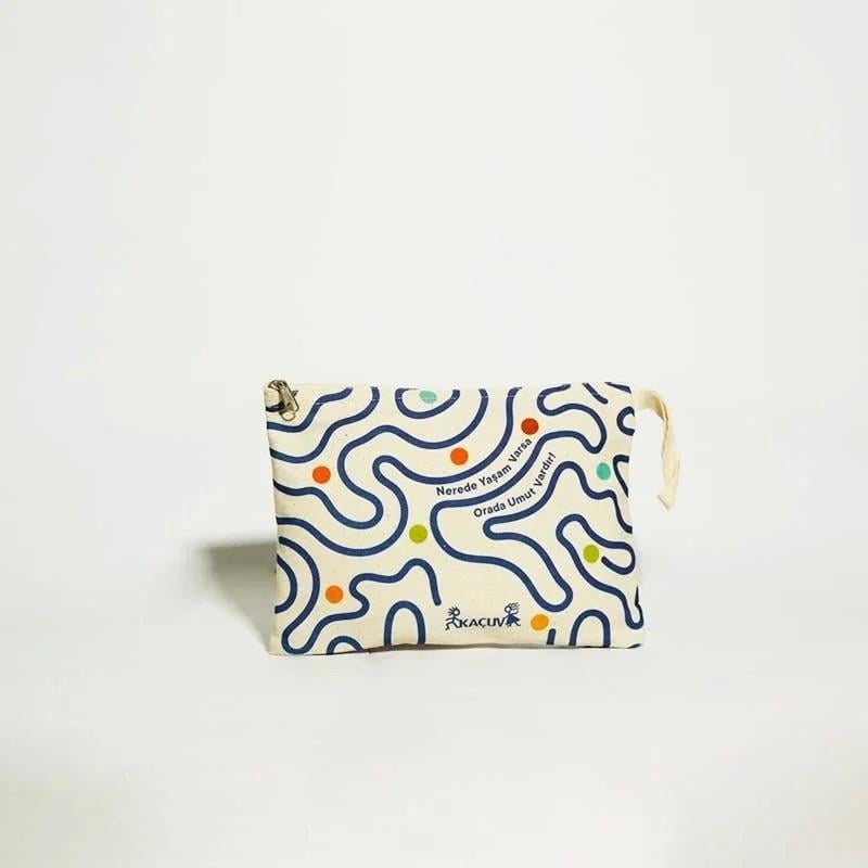 Umut - Çizgi Desenli Clutch (Makyaj çantası)