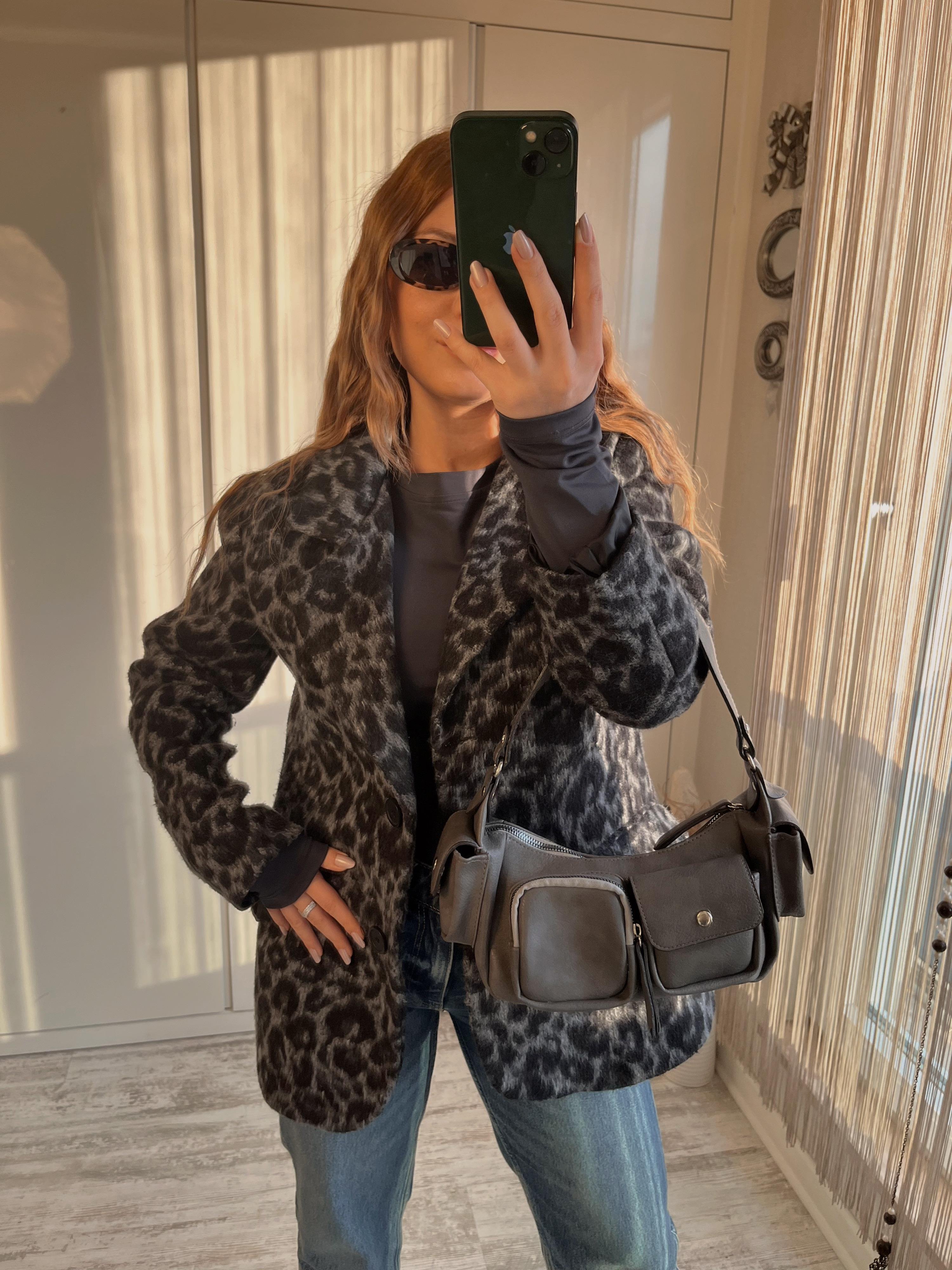 LEOPAR DESEN KAŞE BLAZER CEKET