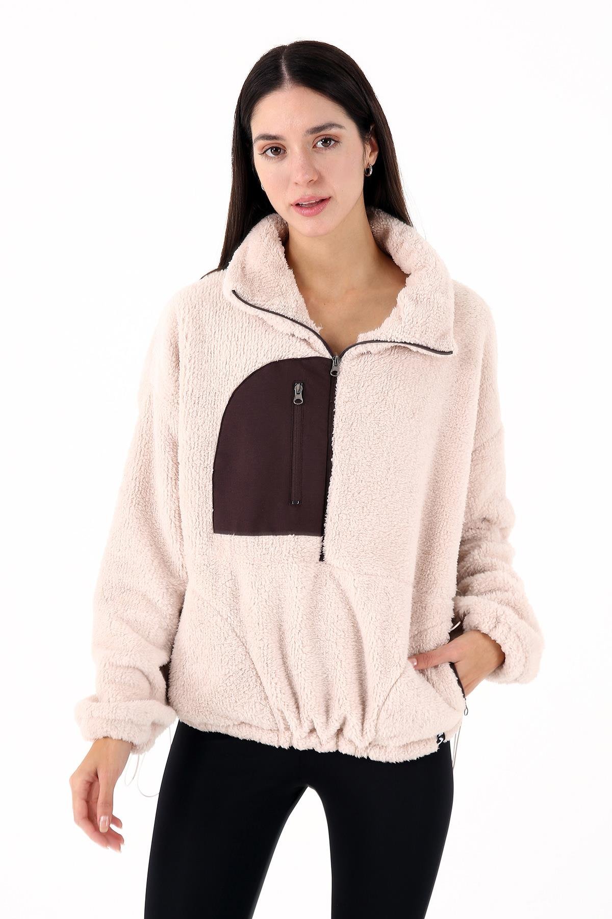 Scorp Fever Kadın Peluş Sweatshirt Bej