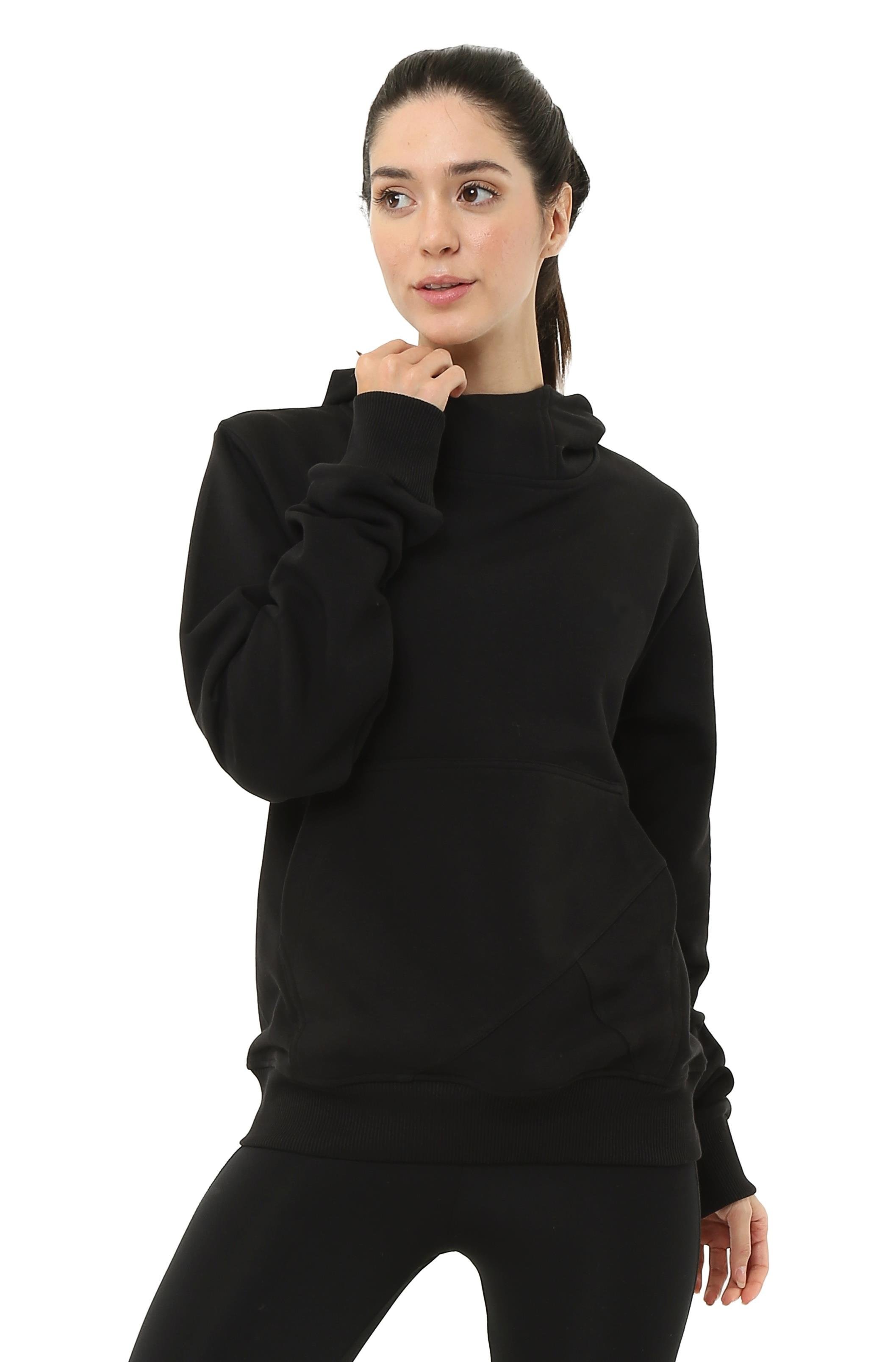 Scorp Heat Kapüşonlu Kadın Outdoor Sweatshirt Siyah