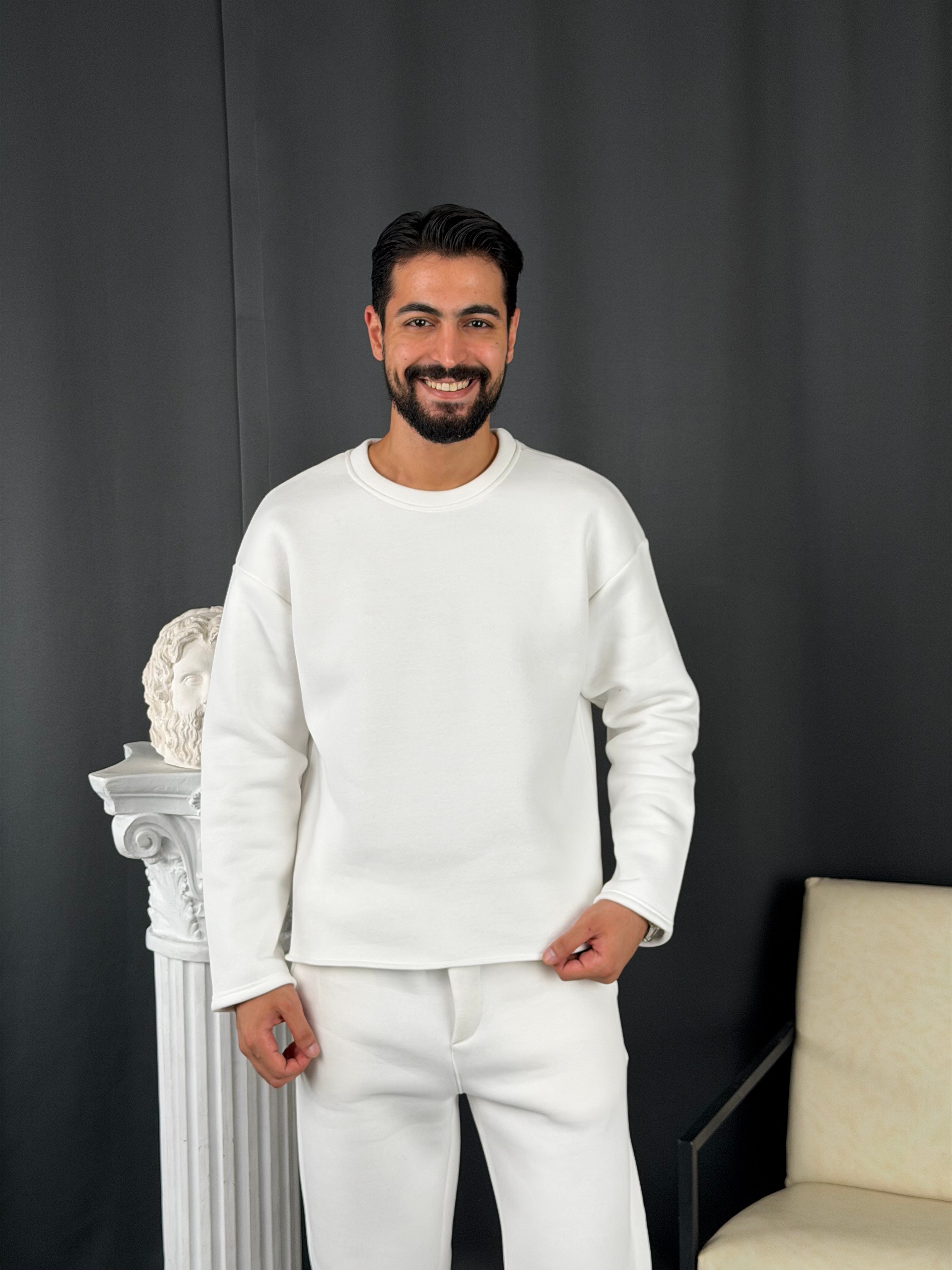 3 İplik Basic Oversize Sweatshirt Beyaz