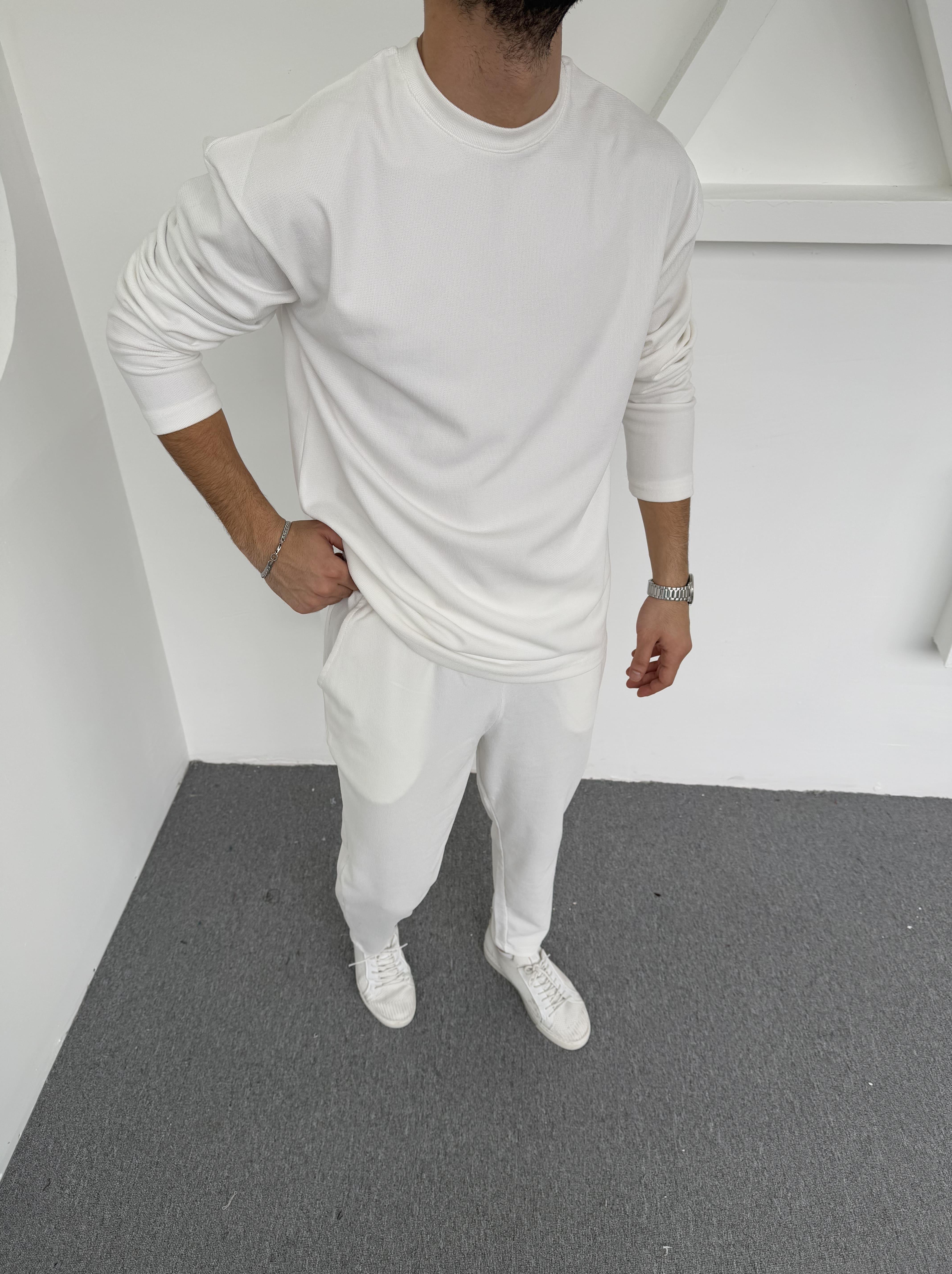 Bürümcük Kumaş Pamuklu Takım Beyaz (Unisex) · 2