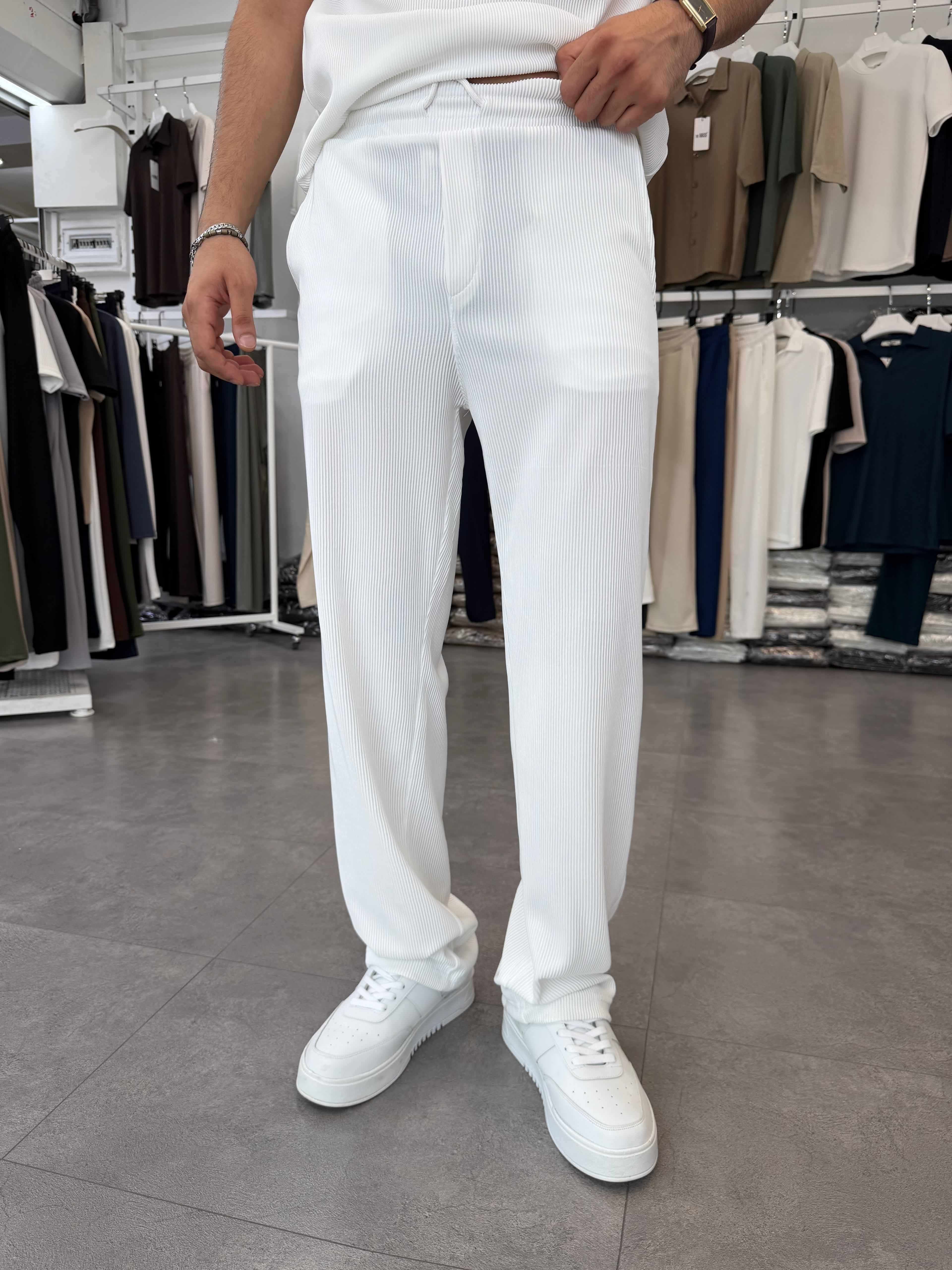 İthal Ottoman Baggy Pantolon Beyaz
