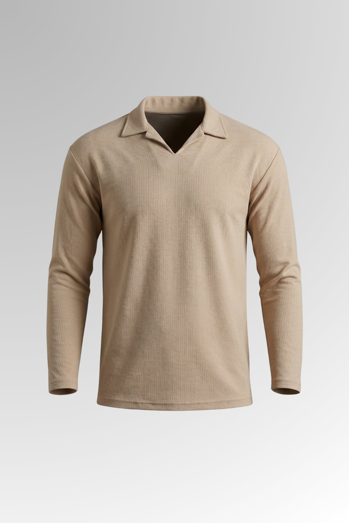 Krep Kumaş Hemşire Yaka Sweatshirt Bej