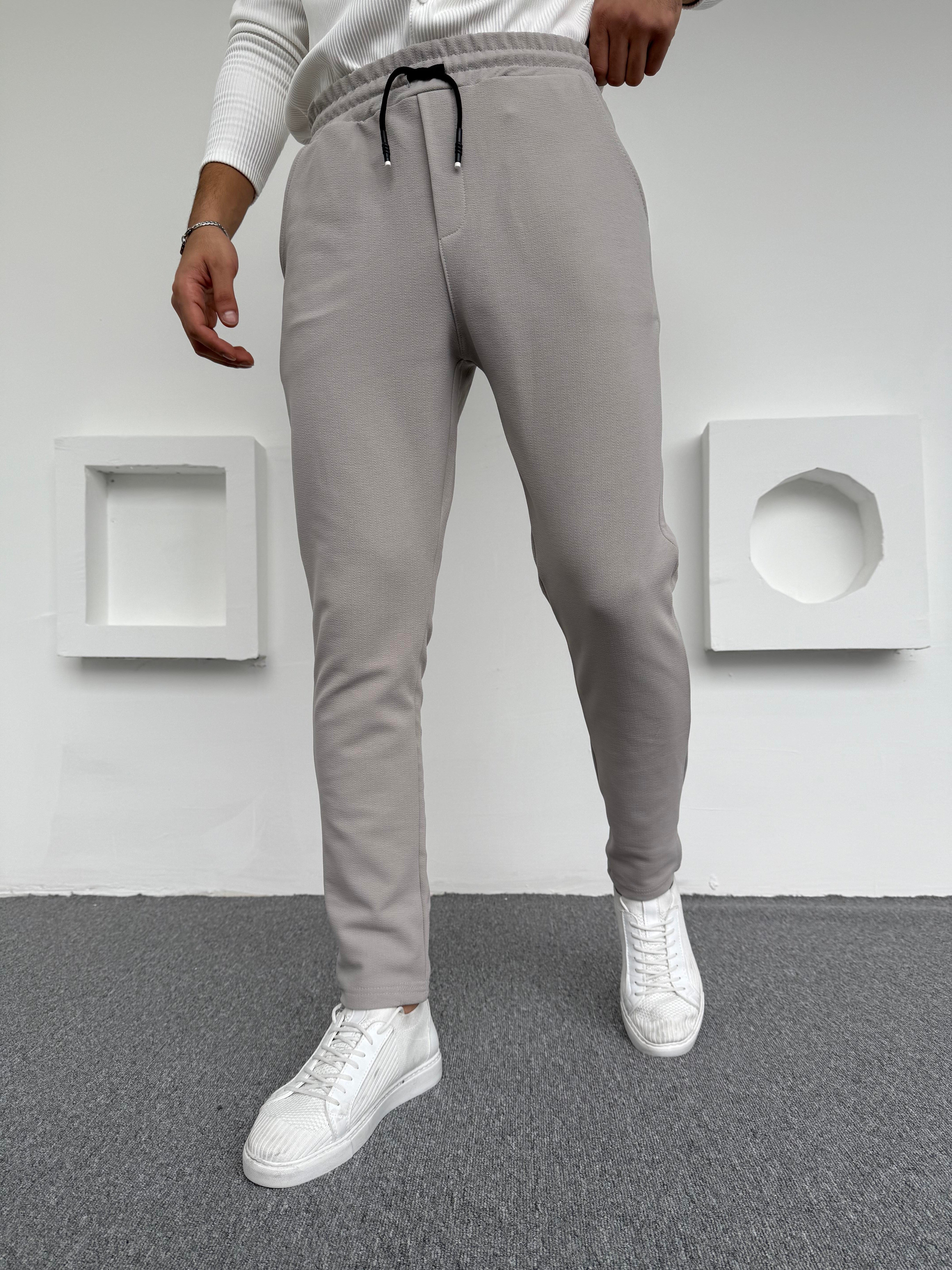 Krep Şardonlu Jogger Slimfit Pantolon Gri · 2