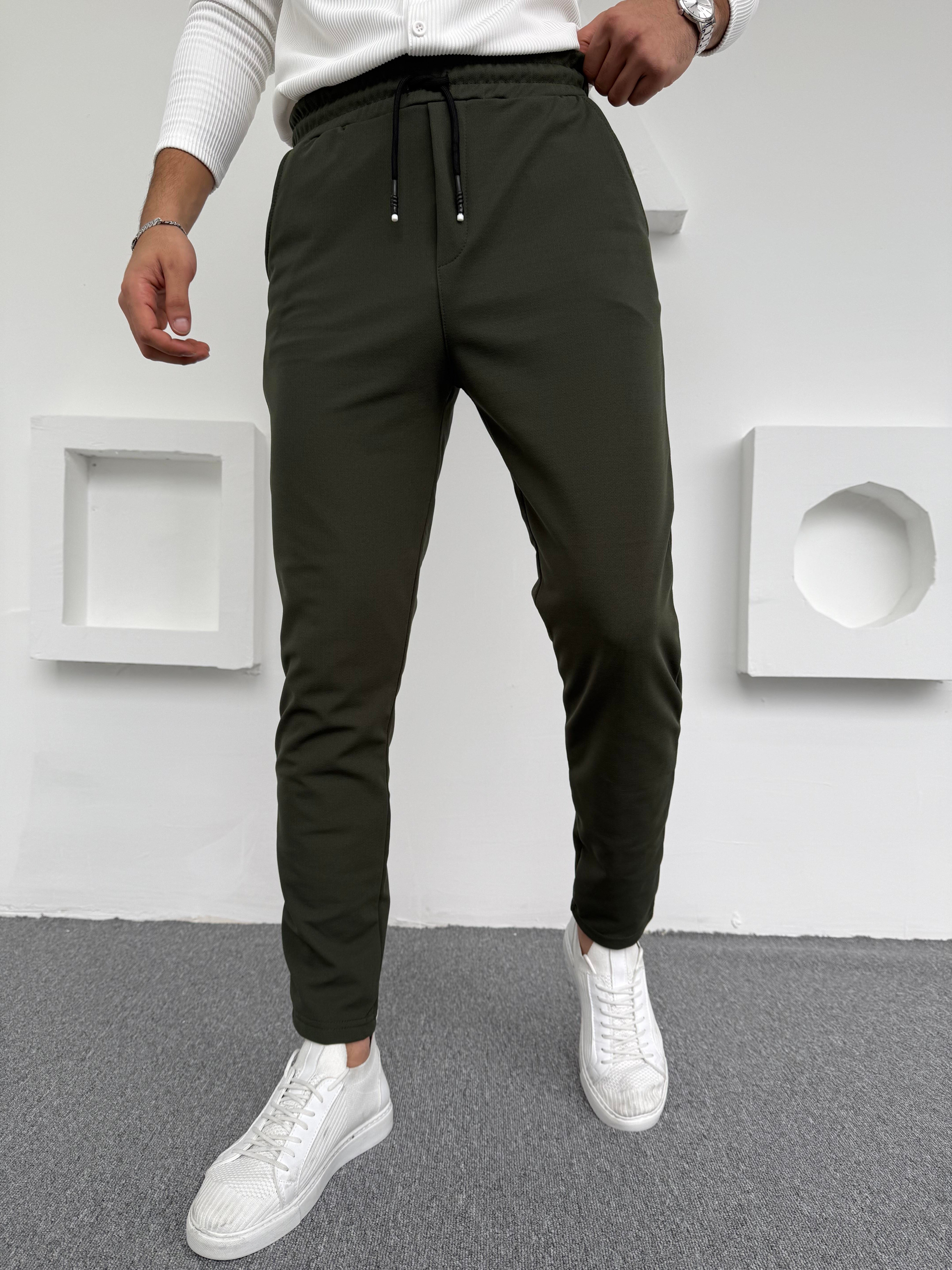 Krep Şardonlu Jogger Slimfit Pantolon Haki · 2