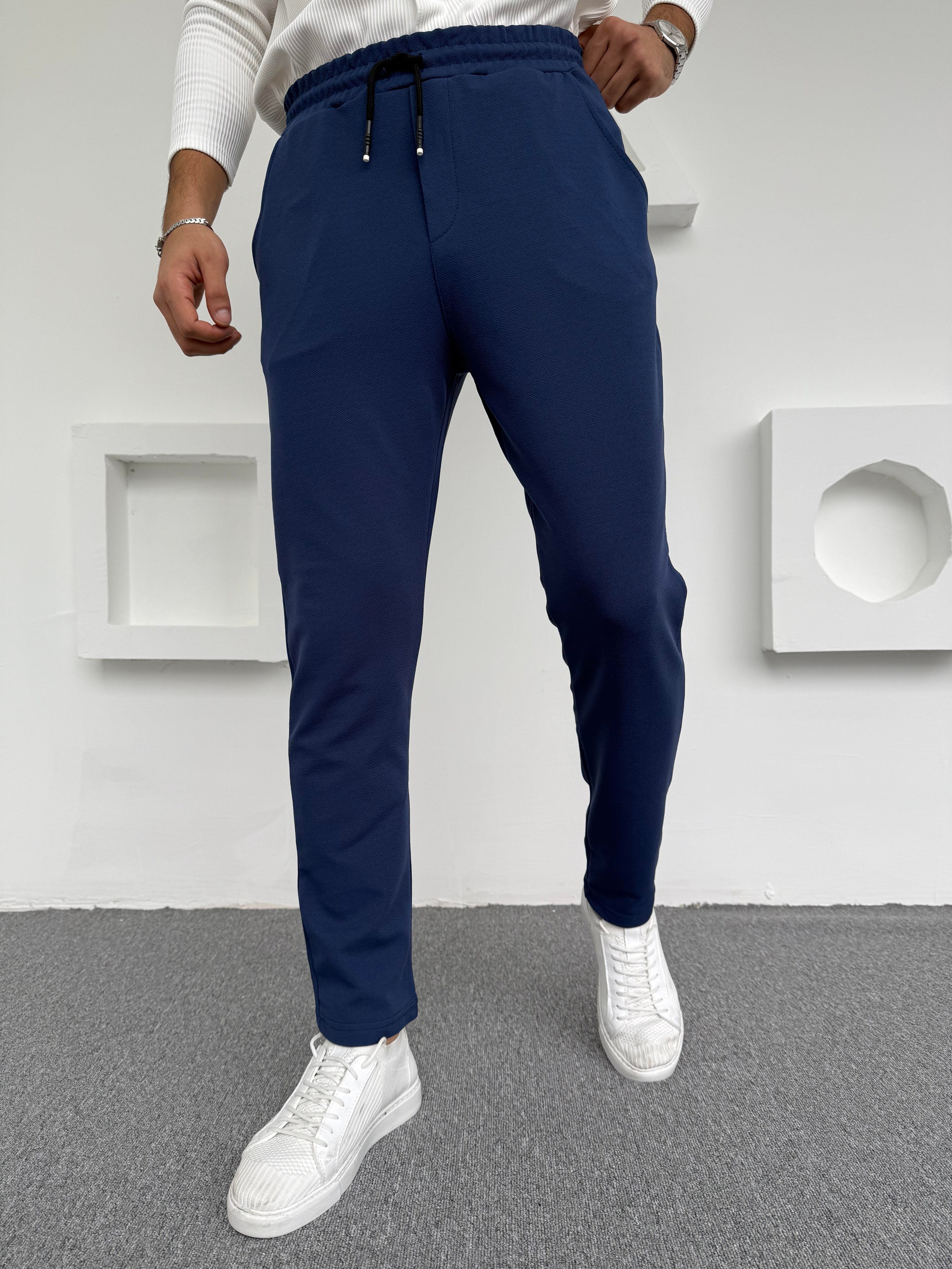 Krep Şardonlu Jogger Slimfit Pantolon Lacivert · 2