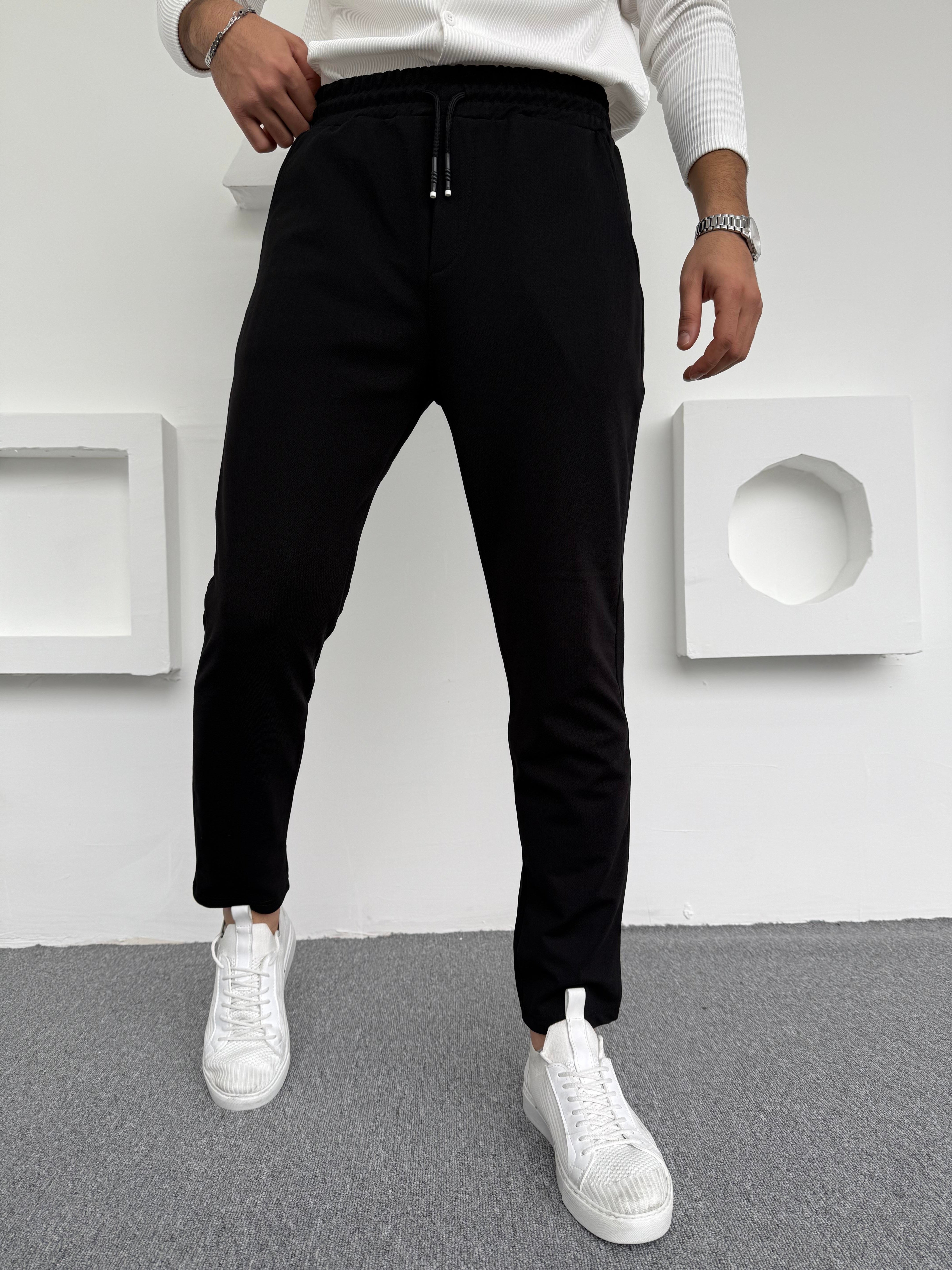 Krep Şardonlu Jogger Slimfit Pantolon Siyah · 2