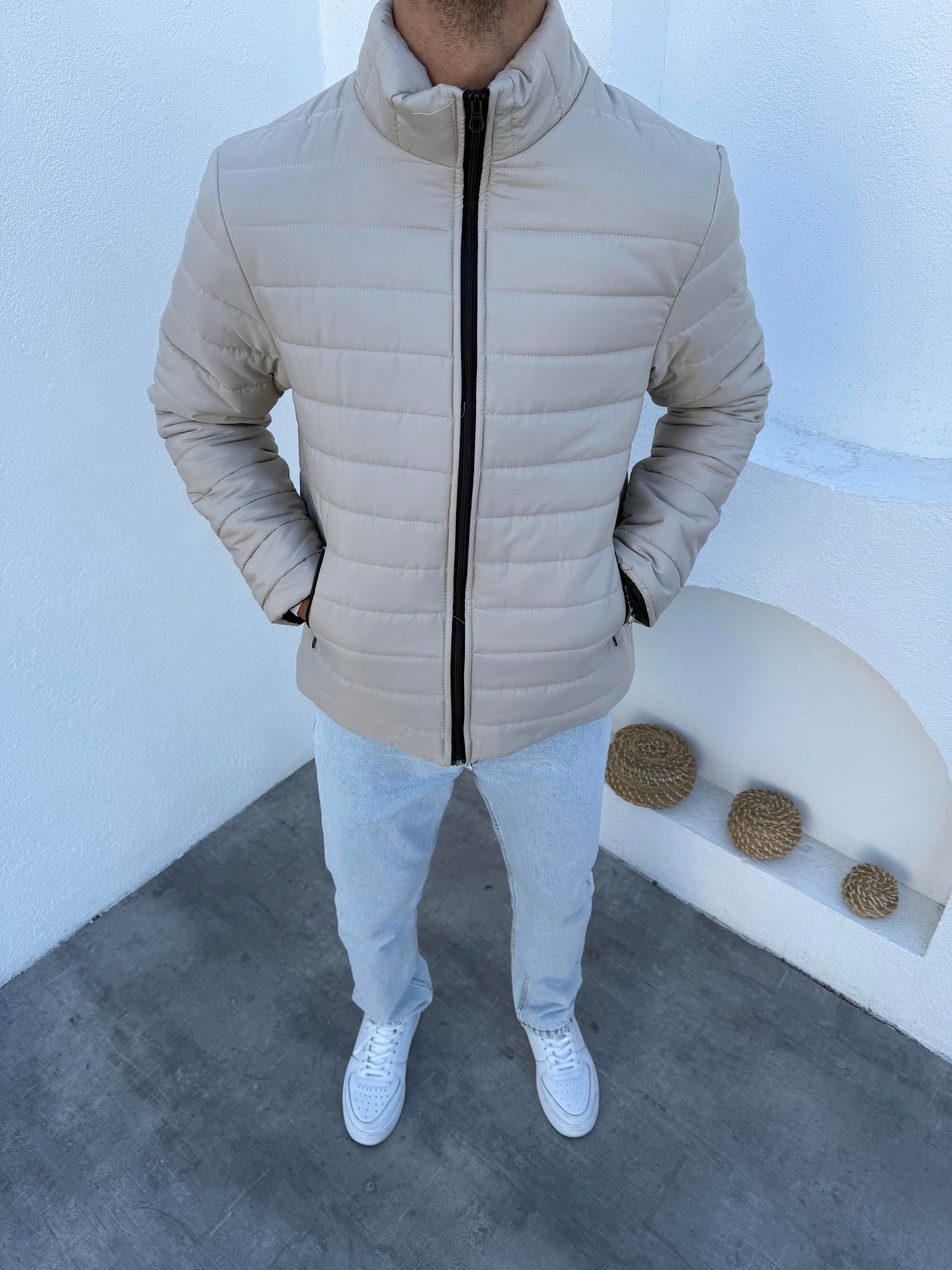 Mevsimlik Elyaflı Mont Bej