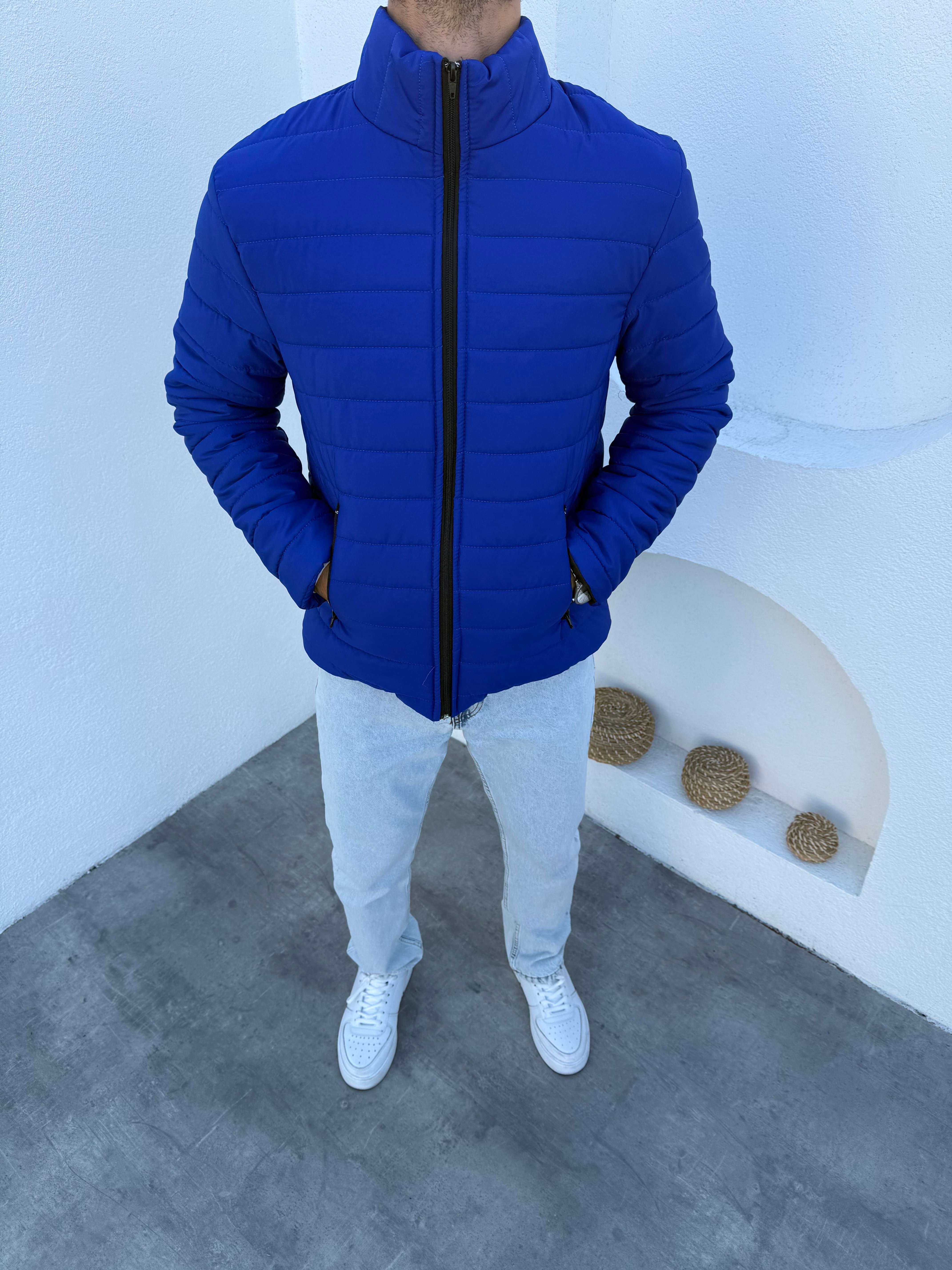 Mevsimlik Elyaflı Mont Mavi