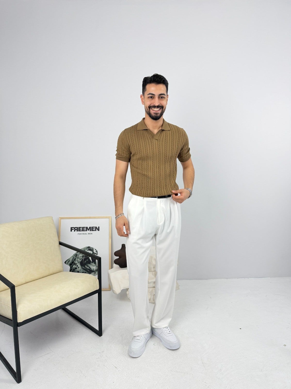 Örgülü Regular Triko Camel