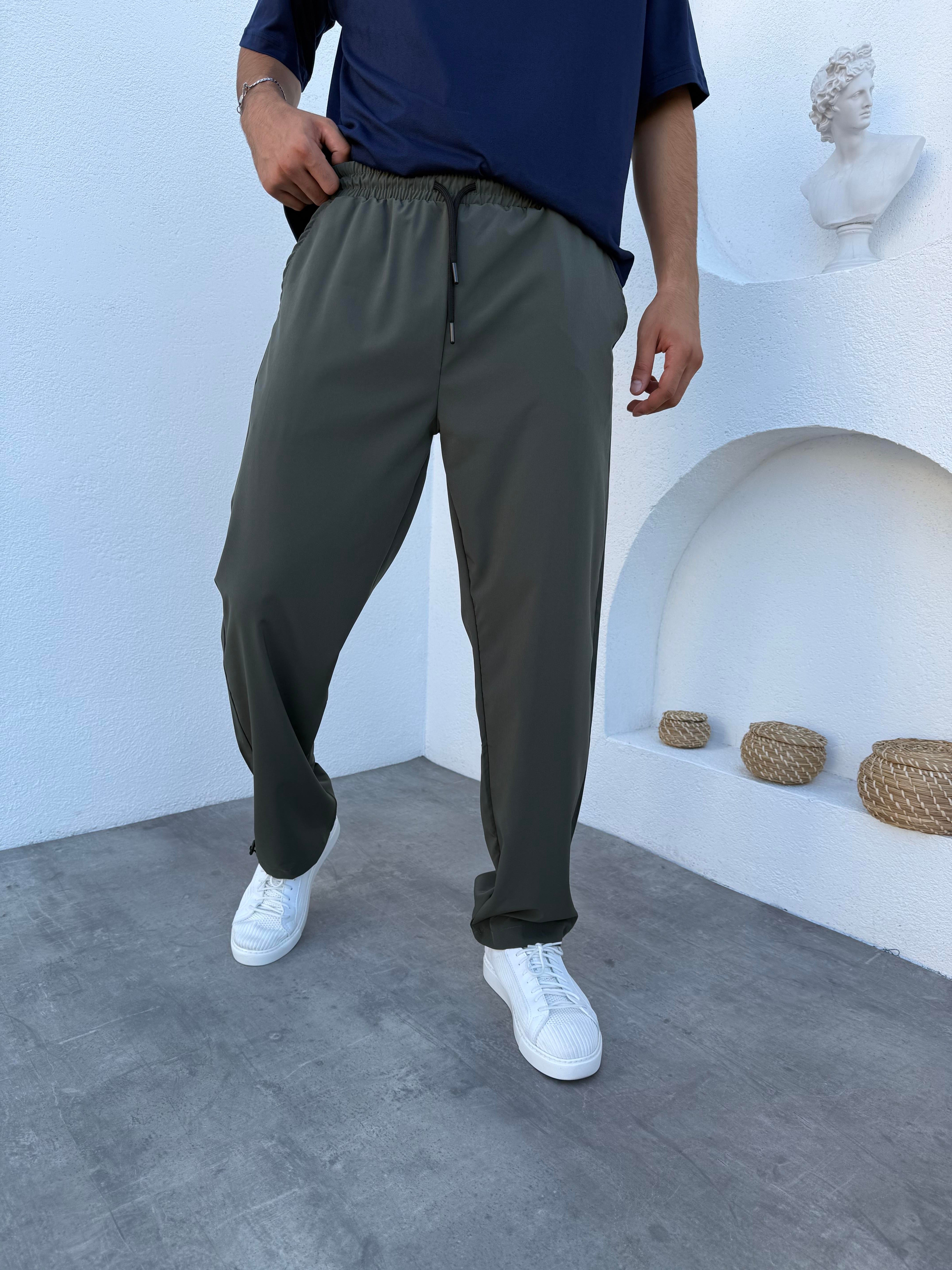 Paraşüt Kumaş Paça Ayarlanabilir Likralı Baggy Eşofman Haki