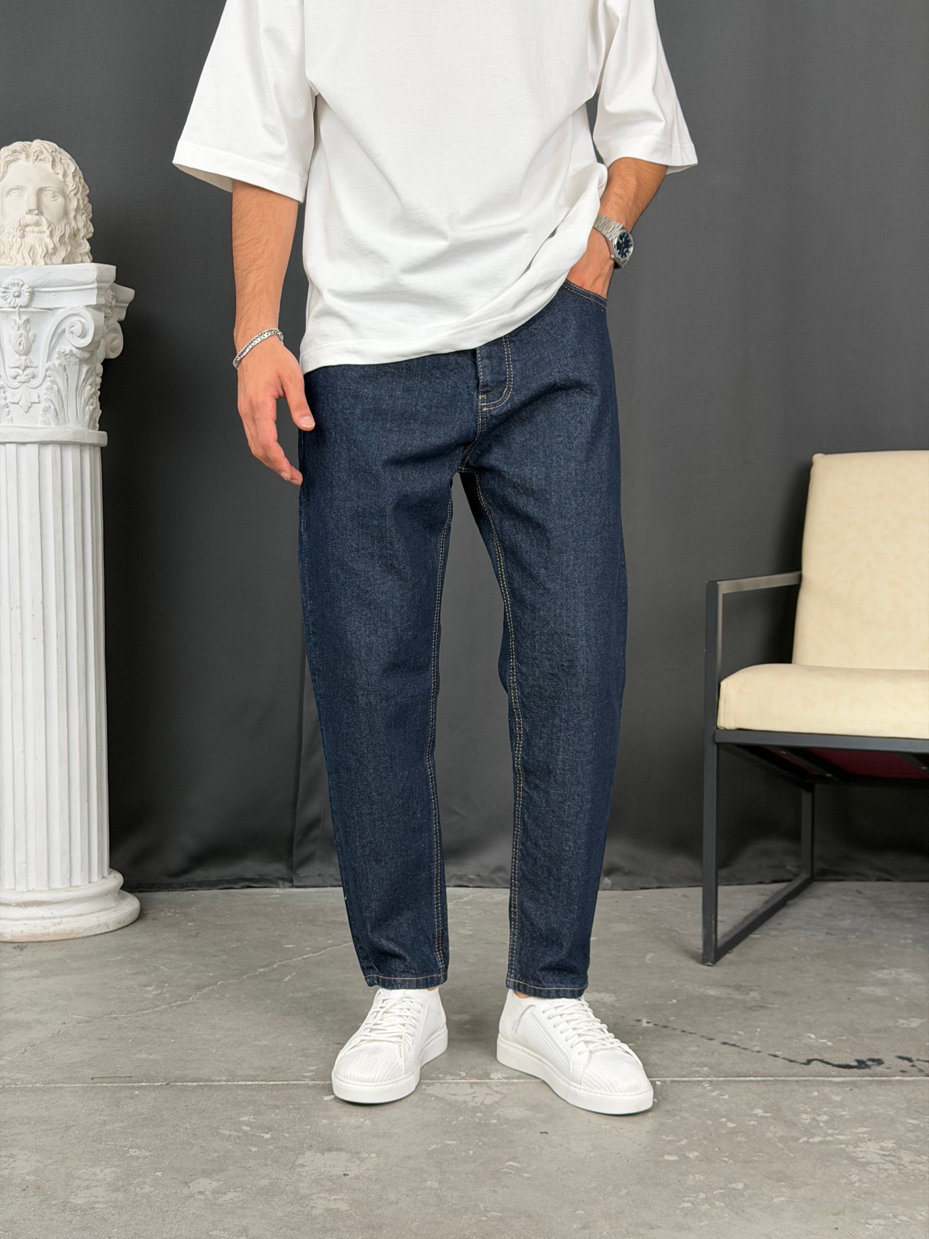 Premium Kalıp Boyfriend Denim Pantolon Lacivert