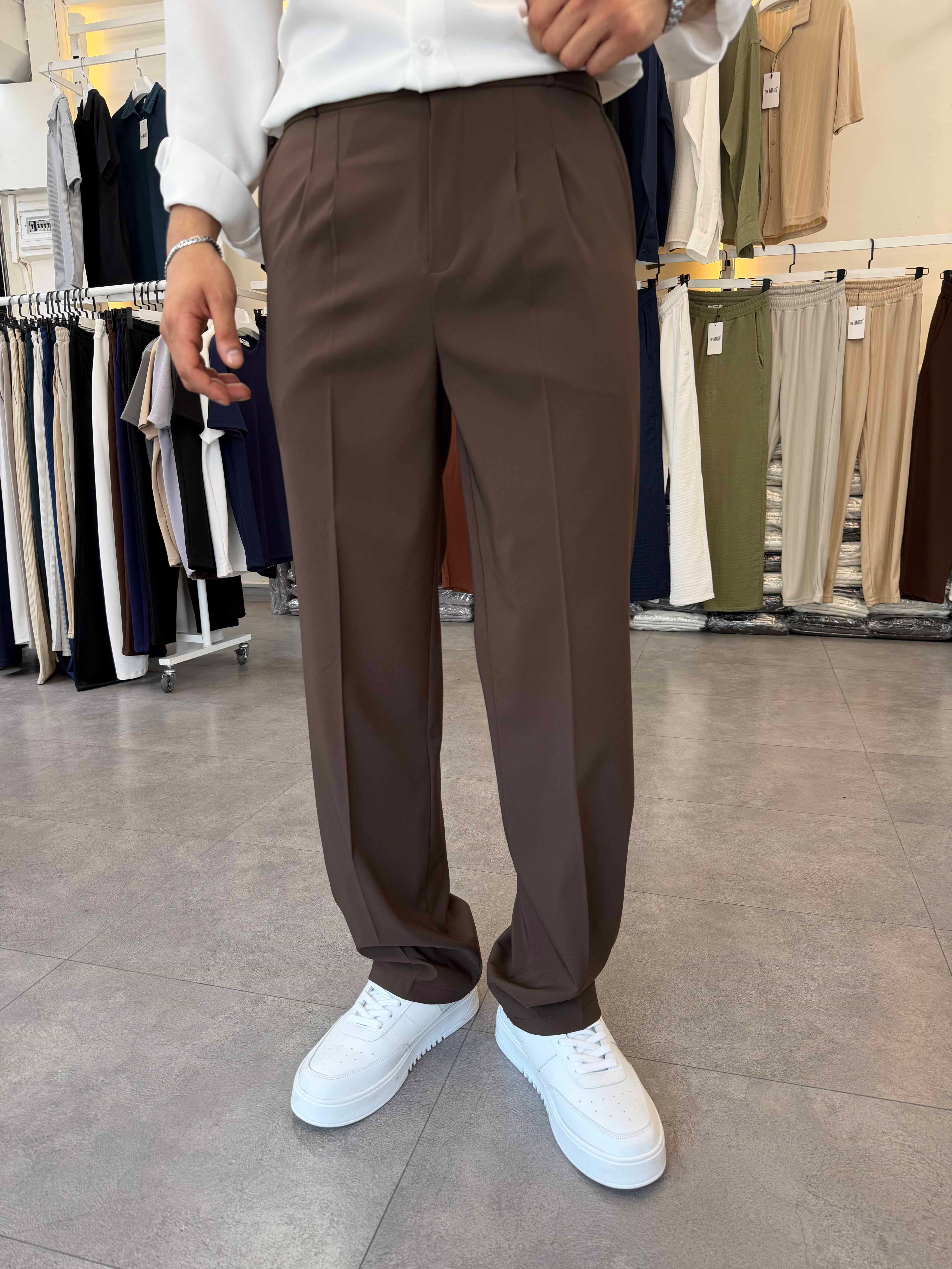 Premium Tensel Paraşüt Baggy Pantolon Kahve