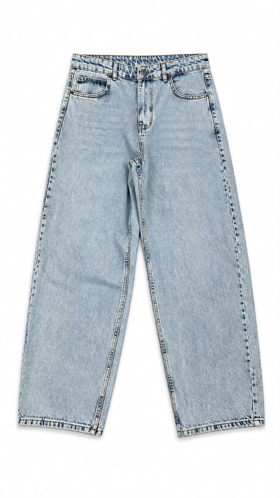 Relax Fit Denim Pantolon Buz Mavisi