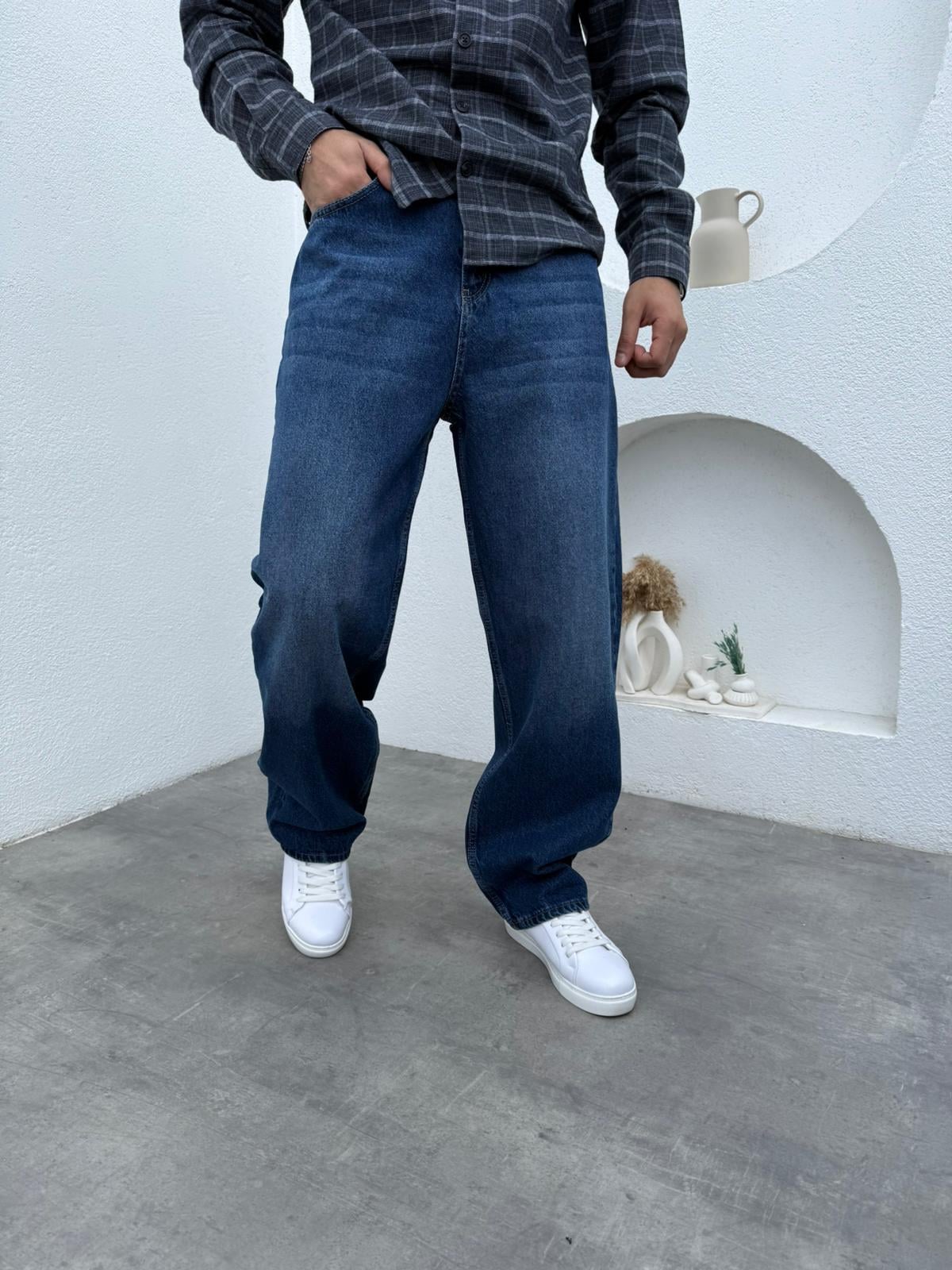 Super Baggy Jean Koyu Mavi